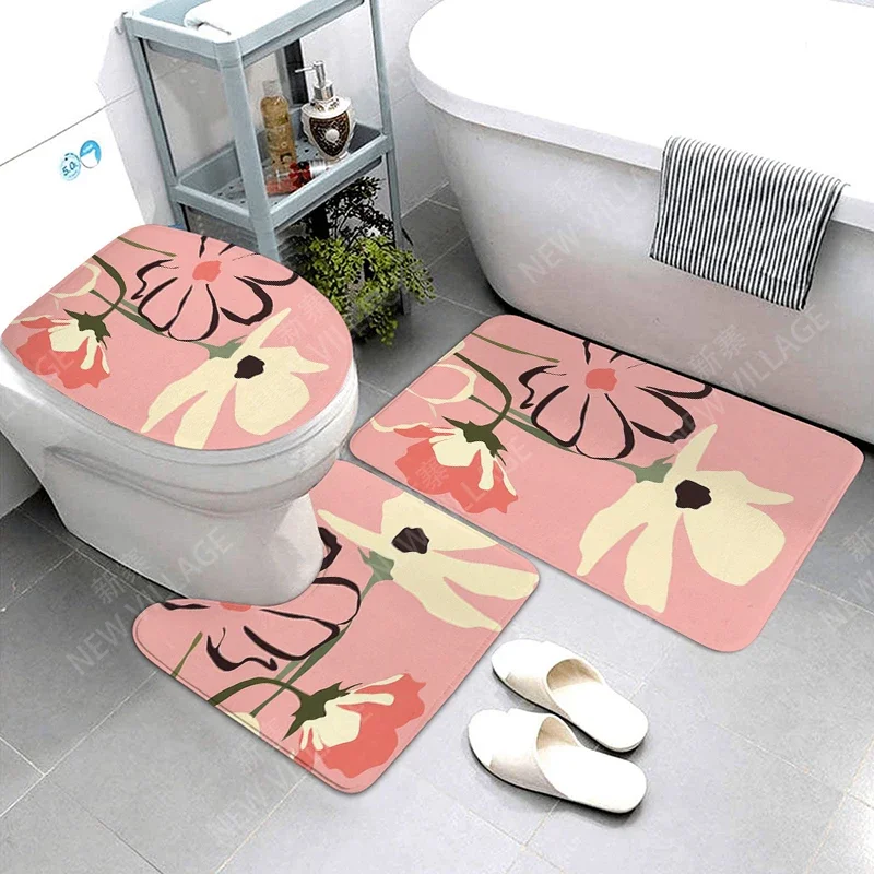 Anti-slip Bath Mat Bathroom Rug Shower Mat Decorative Absorbent Foot Entrance Bathtub toilet rug boho Nordic leaf plant
