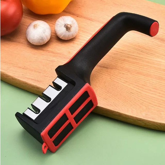 Afiador de facas portátil com base antiderrapante, multifuncional, tipo 3 estágios, ferramenta de afiação rápida, acessórios de facas de cozinha, gadget
