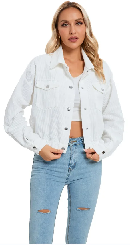 

ZOUXO Jacket Women 2023 Autumn Winter Casual Lapel Corduroy Jacket Single Breasted Short Coat Women