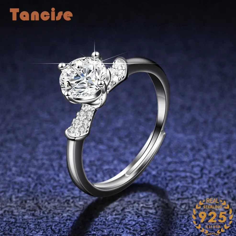 

Tancise Classic 925 Sterling 1 Carat Moissanite Ring for Women Ladies Jewelry Wedding Promise Party Gift