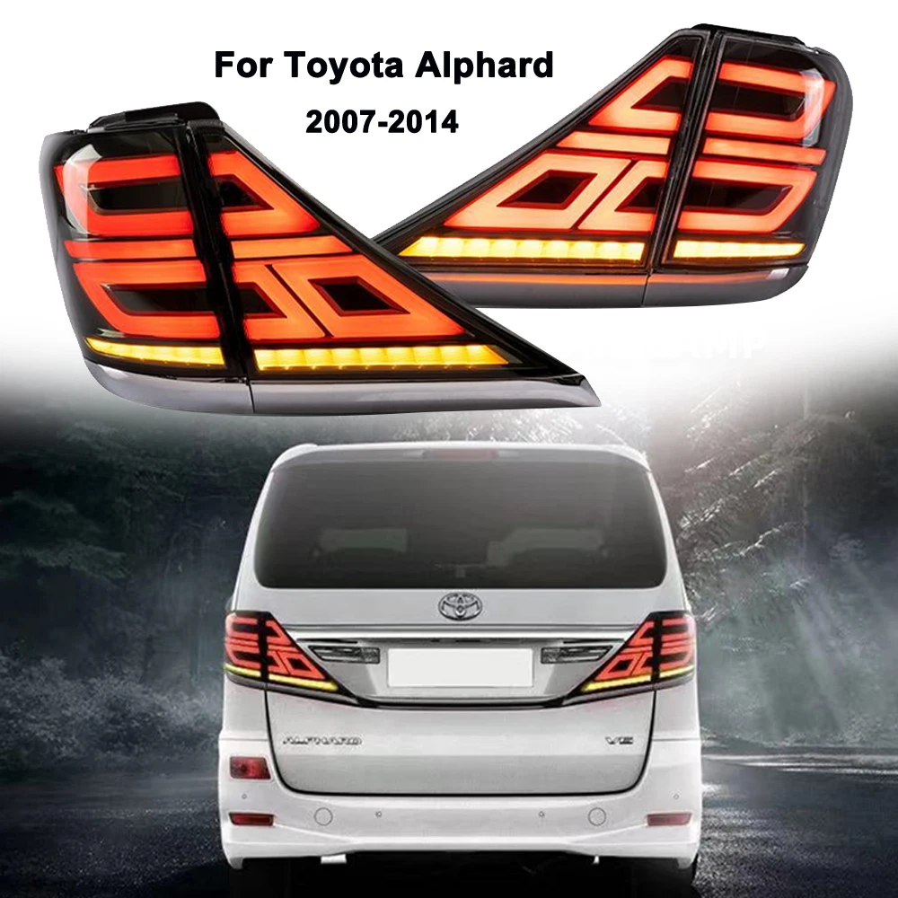 

2X Автомобильный светодиодный задний фонарь в сборе для Toyota Alphard Alfa 2007 08 09 10 11 12 13 14, стоп светильник с поворотным сигналом светильник ний фонарь