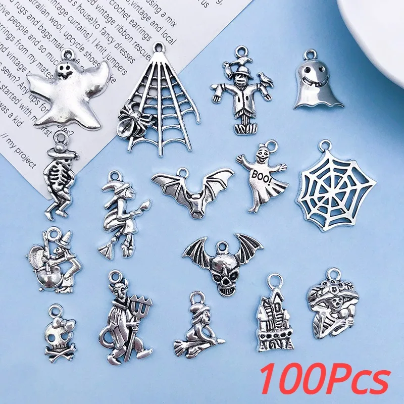 

100pcs Alloy Antique Fashion Decoration Charms Gothic Pendants DIY Necklace Bracelets Jewelry Making Accessories for Men Gift