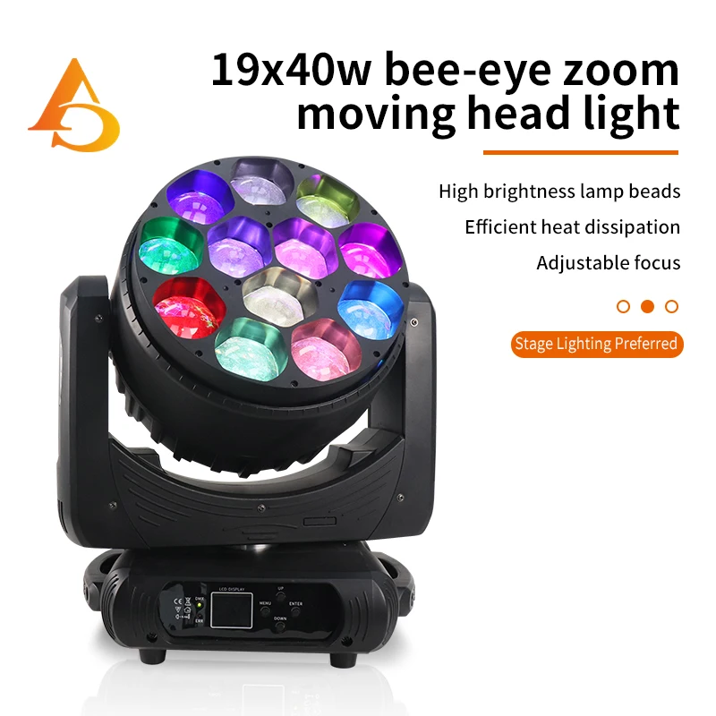 

12x40W Bee Eye Moving Head RGBW 4IN1 LED Zoom Light Dj Bar Stage Party Disco Beam Lighting Yuer Lights Dmx512 Control