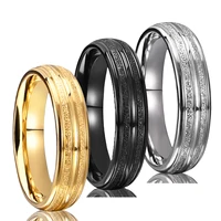 6mm Golden/Black/Silvery Classic Brushed Stainless Steel Ring for Daily Fashion Wear, Comfortable Men's and Women's Rings 1