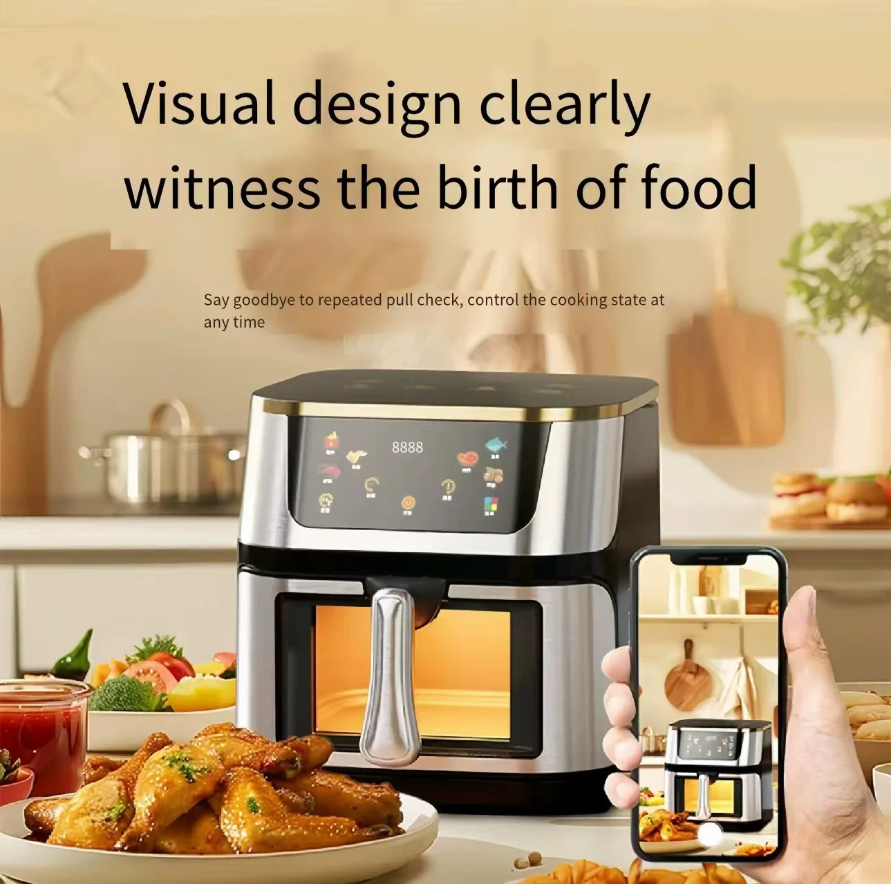10L Large Capacity Air Fryer Multifunctional Electric Oven with Touch Screen Non-stick Pan