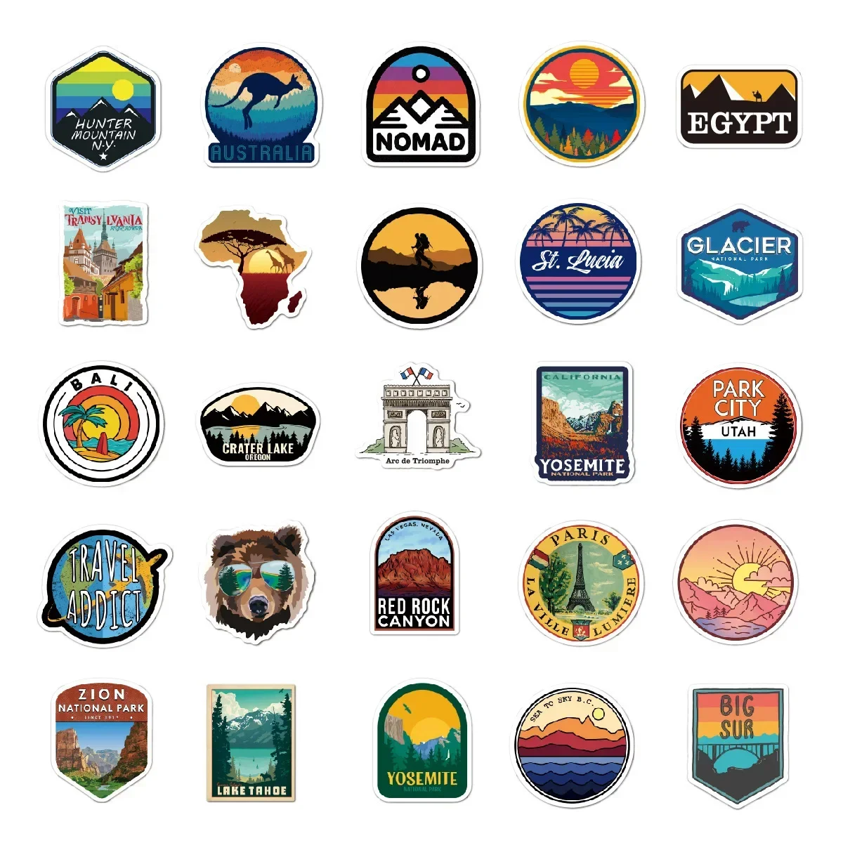 10/30/50pcs World City Outdoor Landmark Landscape Stickers Laptop Luggage Motorcycle Phone Car Guitar Waterproof Sticker Kid