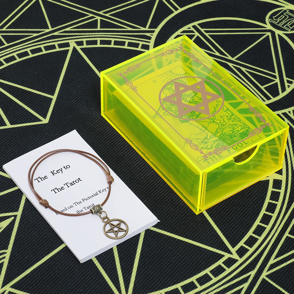 Gold Foil Tarot 12 * 7cm Citrine Crystal Box Set Board Game Waterproof and Wear-resistant Belt Instruction Manual Astrology