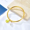Trendy Smooth Stainless Steel Pendant Bangle Bracelets For Women Gold Silver Color Jewelry Wholesale 1