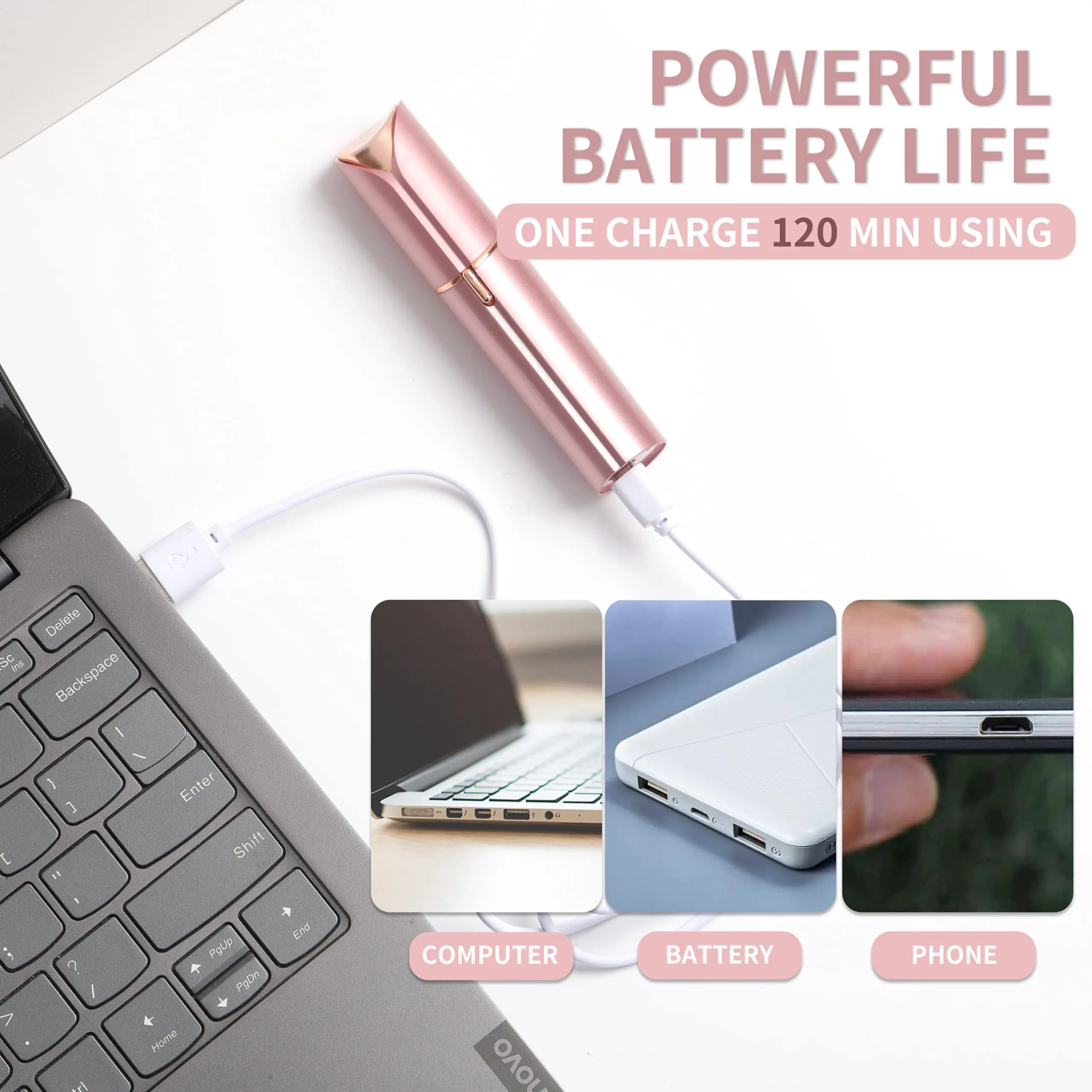 Facial Hair Removal for Women, Mini Hair Remover, Electric Razor Shaver Portable Bikini Epilator for Lips, Chin, Armpit, Peach