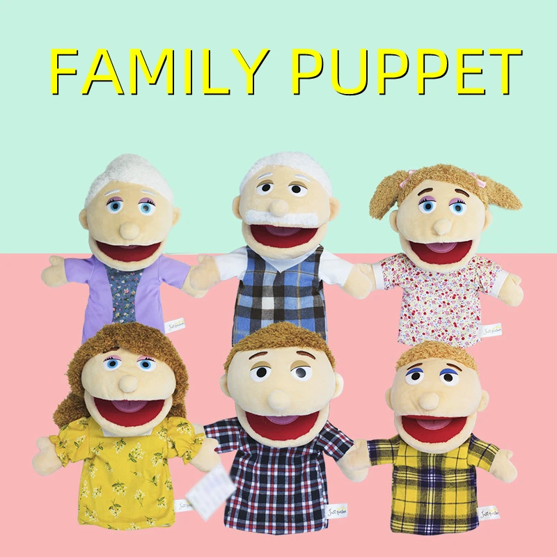 

Cute Family Puppets Dad Mom Grandpa Grandma Brother Sister Plush Hand Finger Puppet Educational Baby Toys Gifts