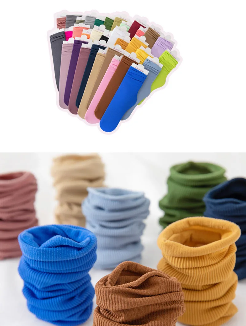 Multicolor Solid Color Ice Silk Velvet Mid Tube Socks Women Summer Soft Thin Rolled Edge Crew Socks Japanese Casual Long