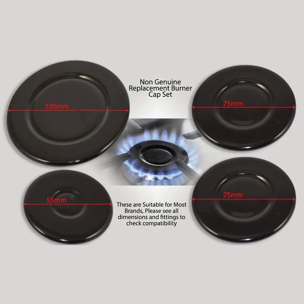 Capuchon de Eva à gaz universel pour plaque de cuisson, accessoires SABAF, pièces de brûleurs de cuisinière à gaz, 55mm, 75mm, 100mm, 4 pièces