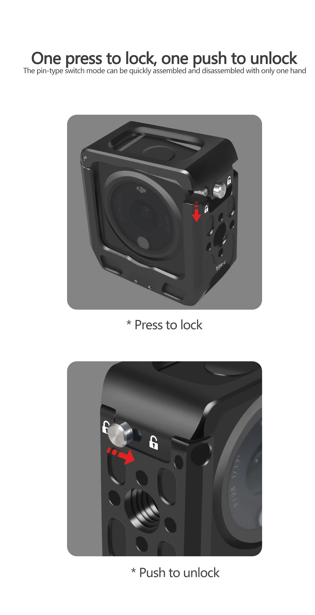 Magnetic Action Camera Cage For Action 2 Dual-screen Full Cage w/ Cold Shoe Mou