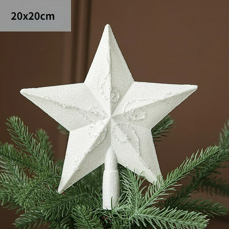 Glitter White Christmas Tree Top Star Merry Christmas Decorations for Home New Year Natal Noel Xmas Tree Ornaments 1pc christmas tree decoration christmas star decoration