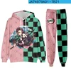 Anime Demon Slayer Hoodies 3D Printed Cosplay pants+Hoodie 2PCS Set Tracksuit Men Oversize Vintage Streetwear Hoodie Pants Sets 1