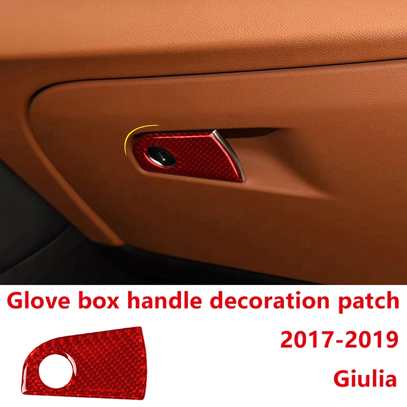

Декоративная накладка на ручку перчаточного ящика, красные автомобильные наклейки из углеродного волокна для Alfa Romeo Giulia 2017-2019, аксессуары для внутренней отделки