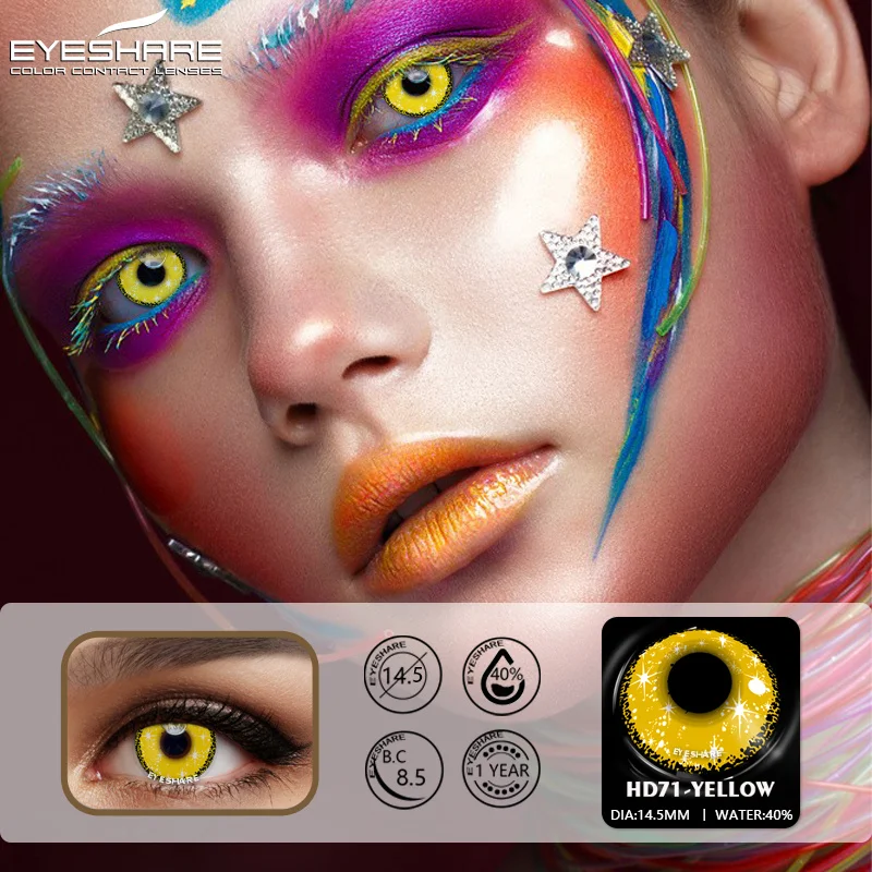 Vibrant Cosplay Colored Contact Lenses - Anime Eye Enhancement, Yearly Wear, 2pcs Pack