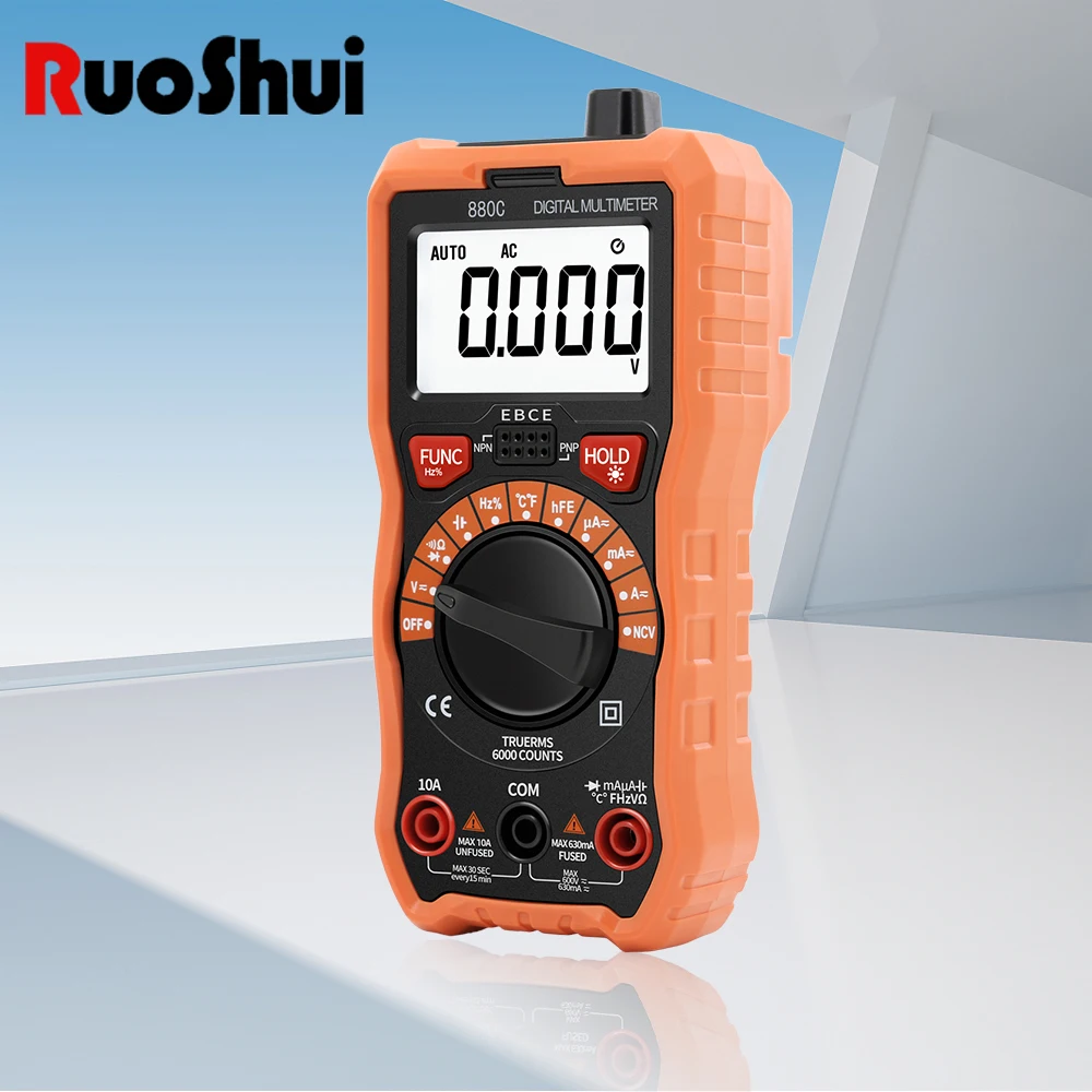 

RuoShui Brand R880 Mini Digital Multimeter Auto-range Voltmeter Ammeter Ohmmeter Volt AC DC Tester True RMS