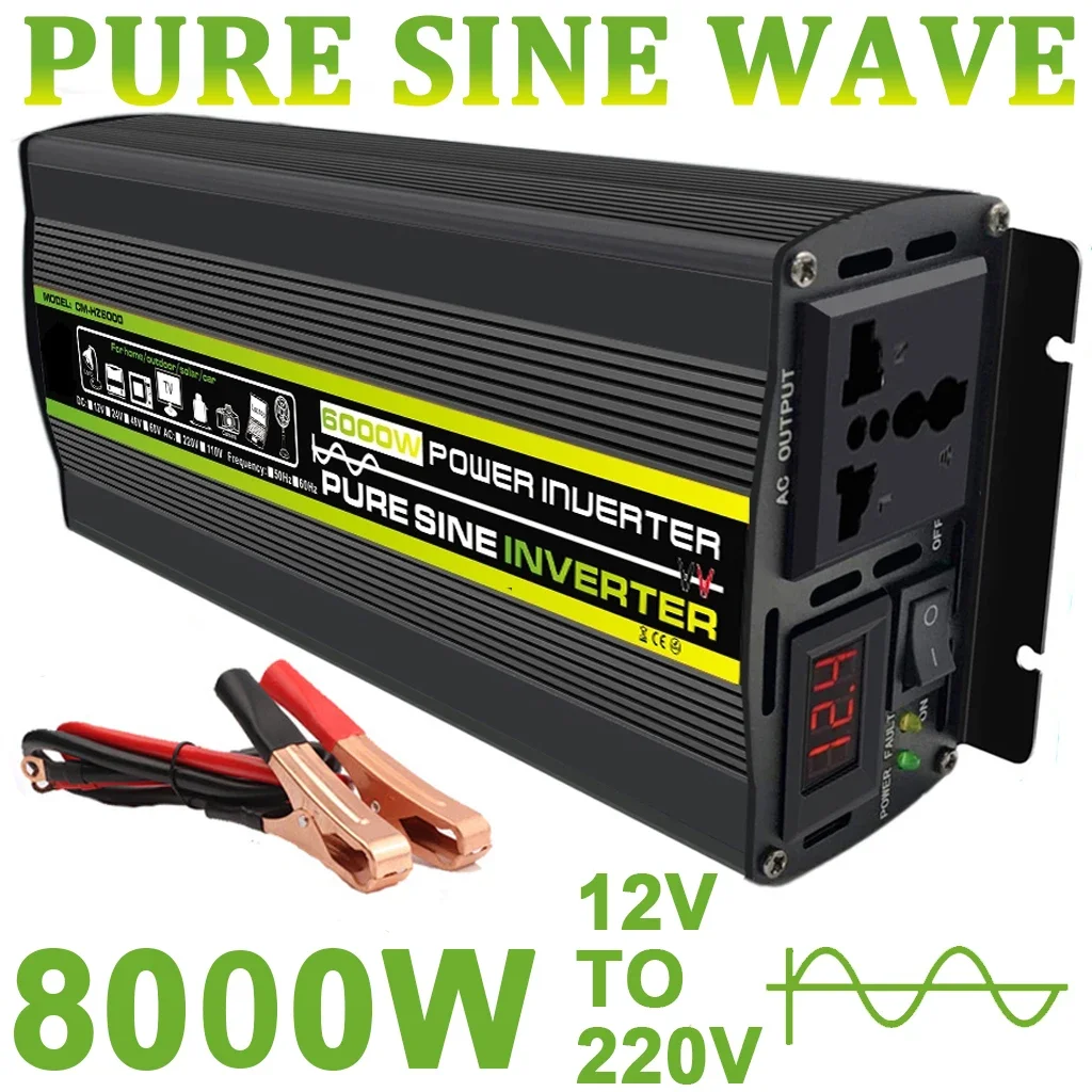 

Pure Sine Wave Car Inverter Power Inverter DC12/24/48V To AC 110/220V Socket Converter for Car Home Outdoor Power Inverter 8000W