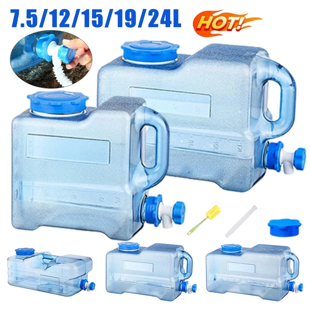 7.5/12/15/19/24L Water Bucket Large Capacity Water Storage Tank Emergency Barrel Container for Vehicle Car Outdoor Camping