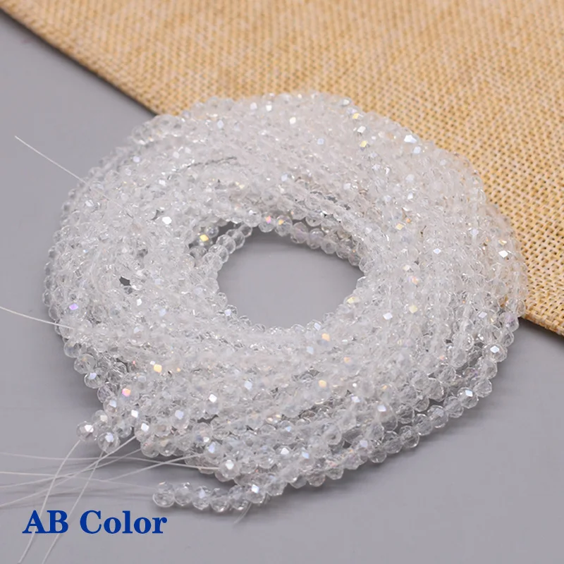 thumbnail image 1 of Yanqi 2 3 4 mm Rondell Austria Cuentas de cristal facetadas Cuentas de vidrio redondas Cuentas espaciadoras sueltas para hacer joyas DIY, 1 of 5