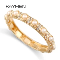 New Arrivals Gold Color Bangles Women Fashion Jewelry Costume Accessory Cuff Pearls Bracelet Nice Gifts for Ladys 1