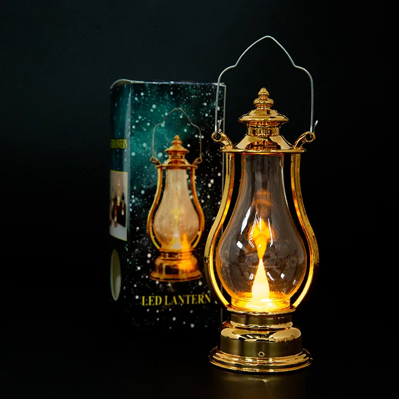 thumbnail image 1 of Lámpara de queroseno de simulación portátil con forma de maceta, luces de aceite pequeñas retro LED navideñas, adornos decorativos luminosos, 1 of 5