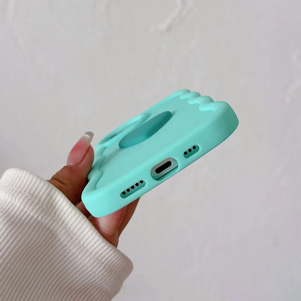 Charming 3D Love Heart Curly Wave Silicone Phone Case