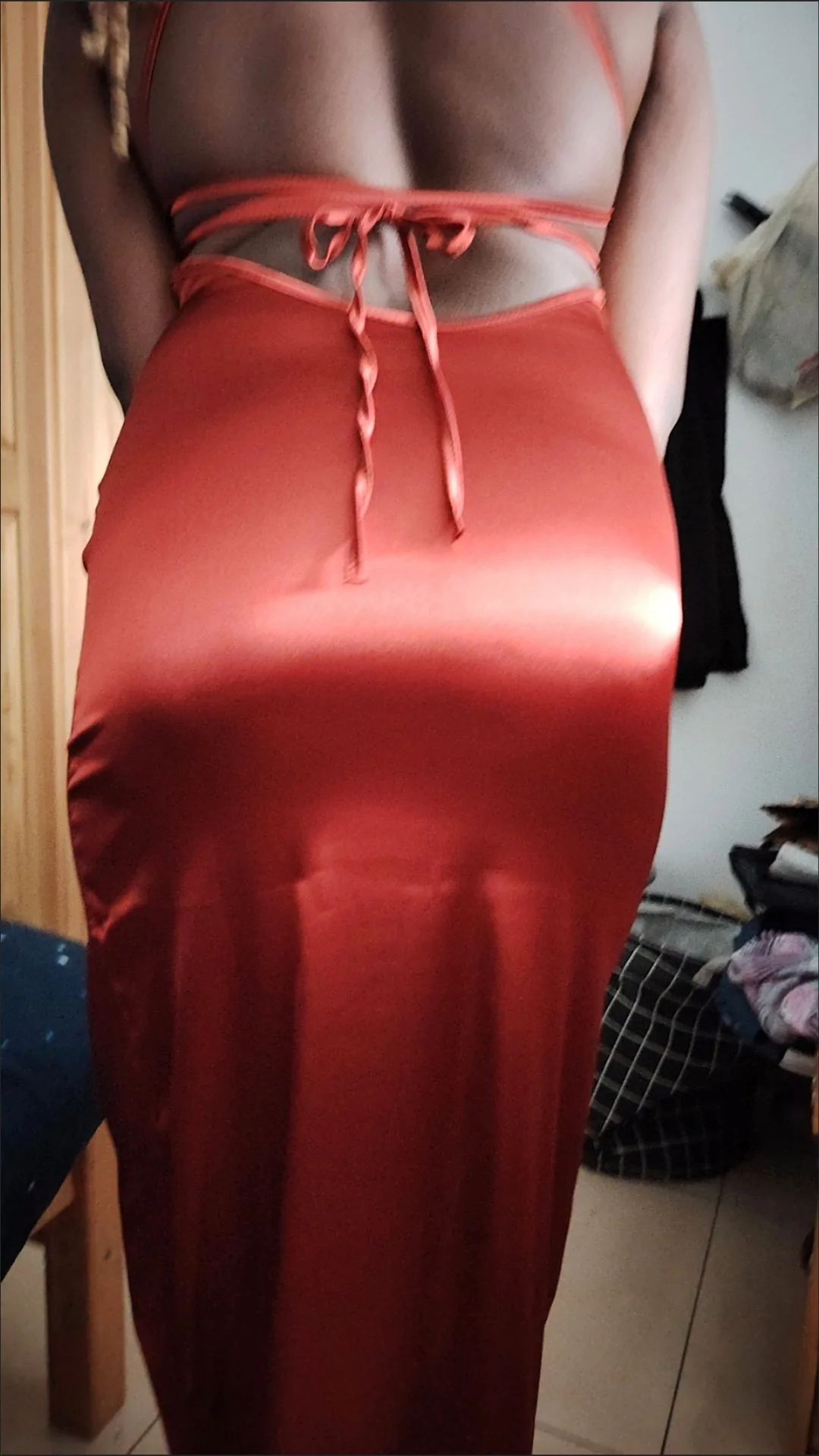 Sexy Spaghetti Strap Satin Dresses Women Elegant Backless Lace Up Mermaid Dress Woman Sleeveless Slim Bodycon Party Long Dress photo review