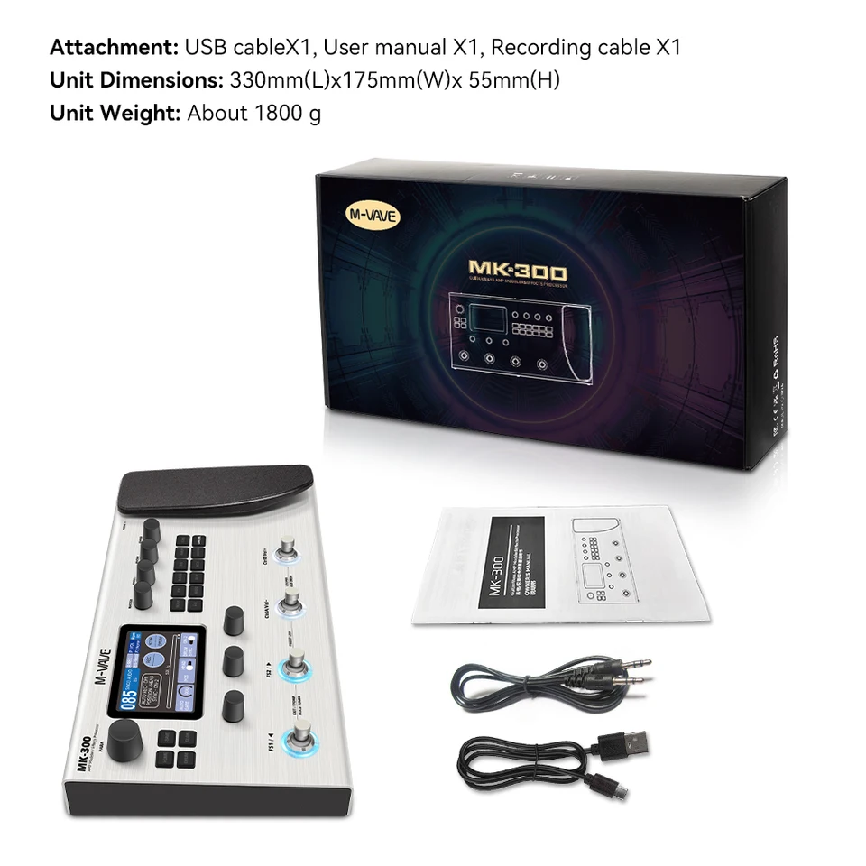 ギター M-VAVE MK-300 M-VAVE MK-300 AI Guitar Multi-Effect Processor 300s Looper