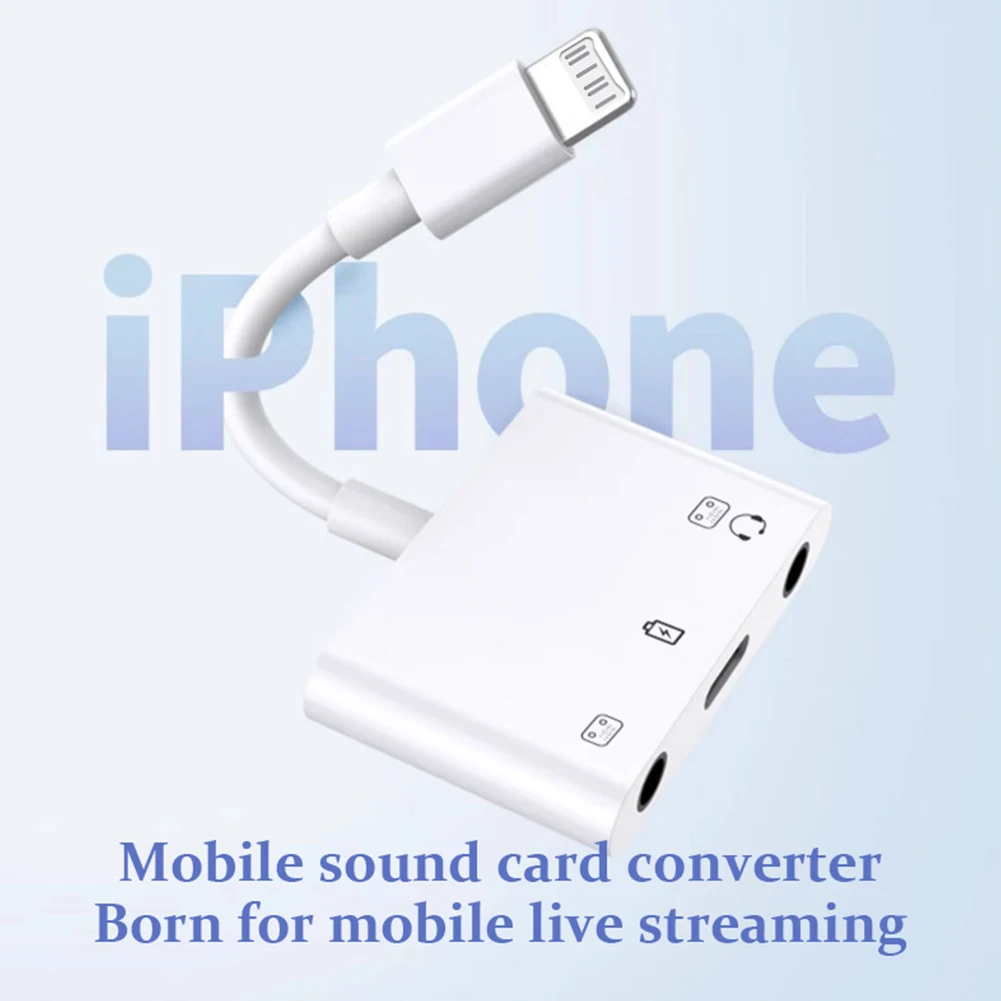 아이폰 17 16 프로 맥스용 3 in 1 라이트닝-듀얼 3.5mm 잭 오디오 어댑터 케이블, 라이브 스트리밍 마이크 및 충전 지원