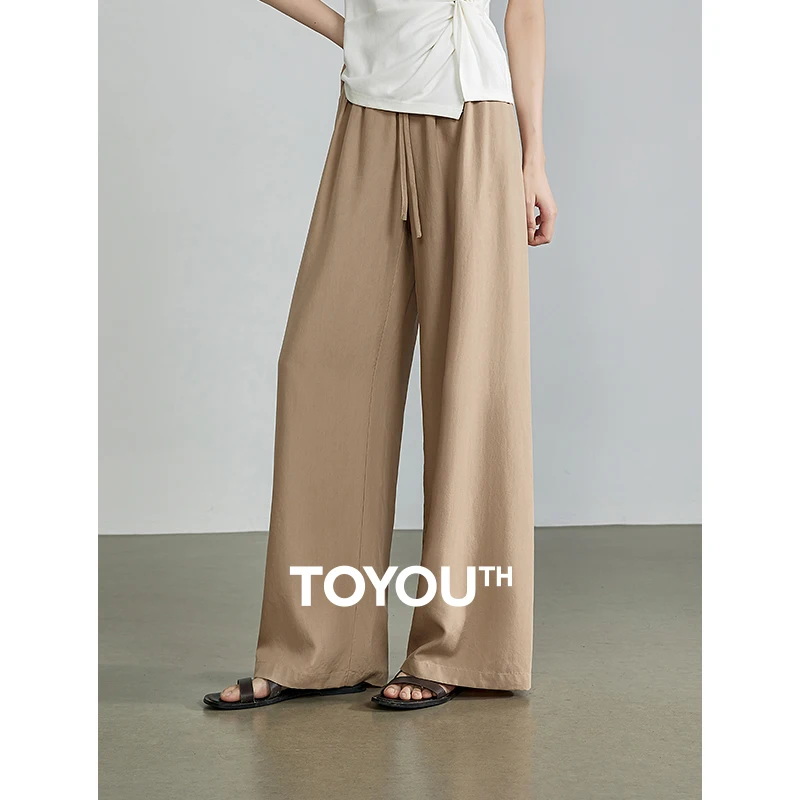 Women Pants Women Casual Pants Autumn Elastic Waist Wide Leg Straight Pants
