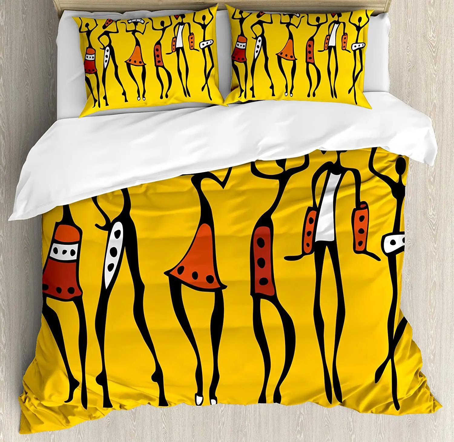 African Bedding Set For Bedroom Bed Home African Dancers Sketchy Characters Ethnic Group Duvet