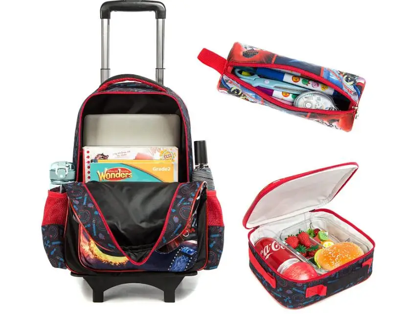 Amythe Schoolrugzak, trolley voor jongens, heren, rugzak met 6 wielen Amythe Schoolrugzak, trolley voor jongens, heren, rugzak met 6 wielen