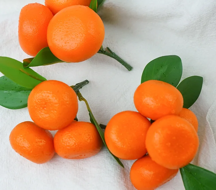 High Simulation Fruit Fake Orange With Branches Leaves Small Orange String 3 Sugar Foam Artificial Sugar Model