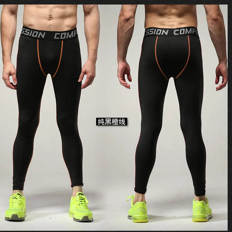 

NEW 2022 Active Solid Bodybuilding Pants Casual High Stretch Tights Quick Dry Compression Skinny Legging Trousers Men