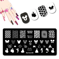 DISNEY Cartoon Face Nail Stamping Plates Little Hand Nail Stamp Long Dress Princess Nail Art Design Cute Ear Nail Stamping #009 1