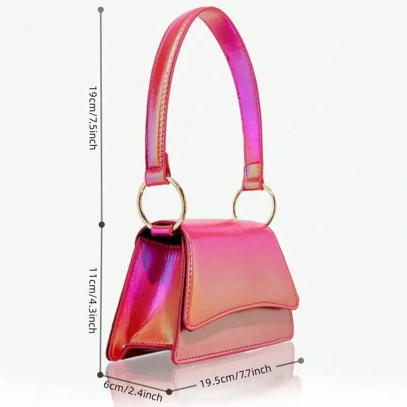 Fashion Gradient Color Pu Leather Shoulder Bag for Women 2024 Simple Design Ladies Phone Flap Tote Office Lady Armpit Bag Female