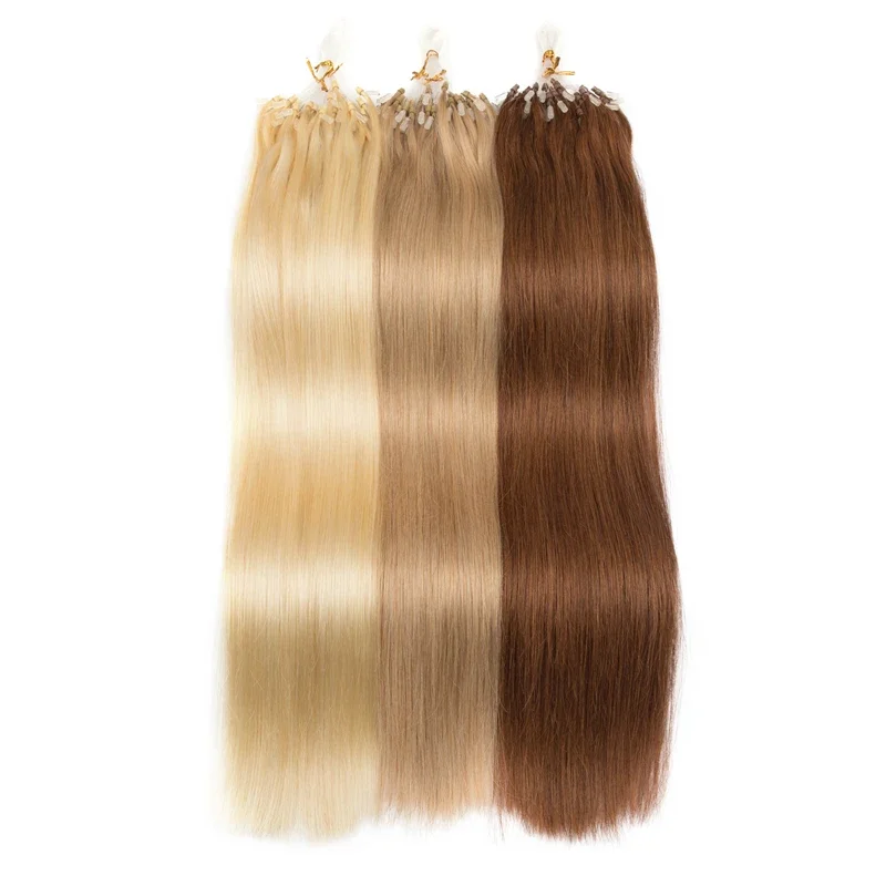 Micro Loop Fusion Human Hair Straight Soft Fishing Line Human Hair Extension Invisible Fishing Line Salon For Women Natural