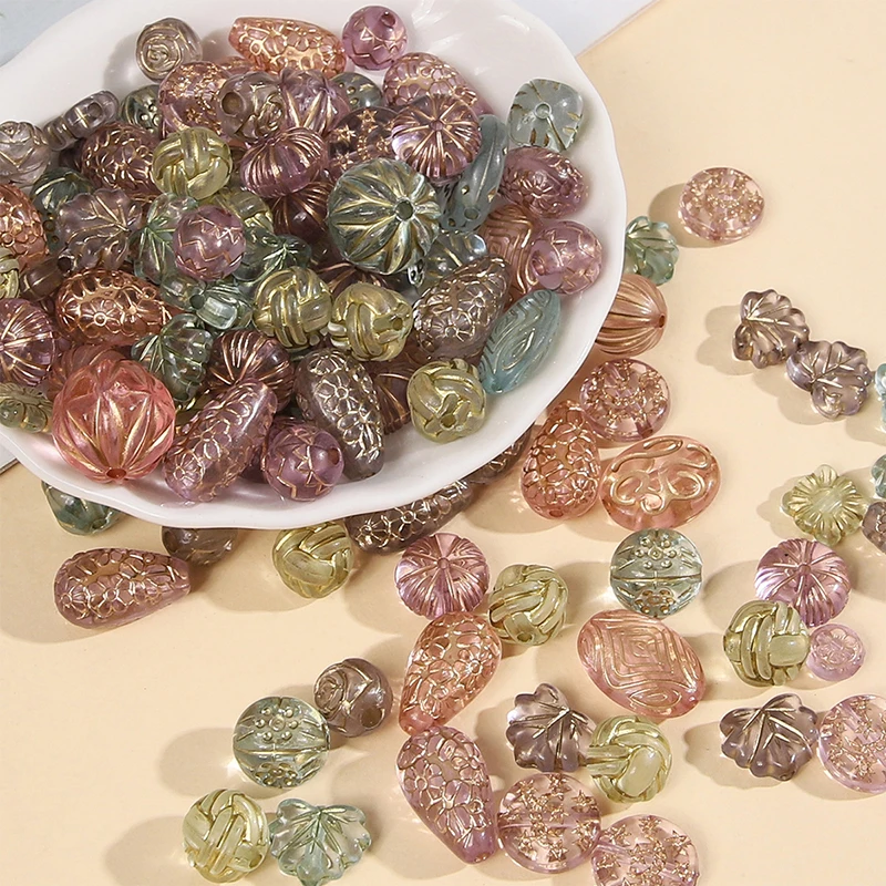 

Винтажные бусины 50 г/1 упаковка, бусины из акрила для самостоятельной резьбы, материалы для изготовления ювелирных изделий ручной работы, аксессуары для рукоделия, бусины россыпью