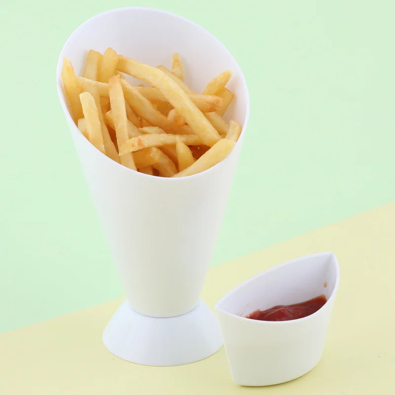 1pc French Fries With Sauce Cup, Snack Holder, Plastic Portable