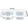 Double Compartment Seasoning Container with Lid Transparent Disposable Dressing Sealed Containers Spice Jars Kitchen Organizer 6