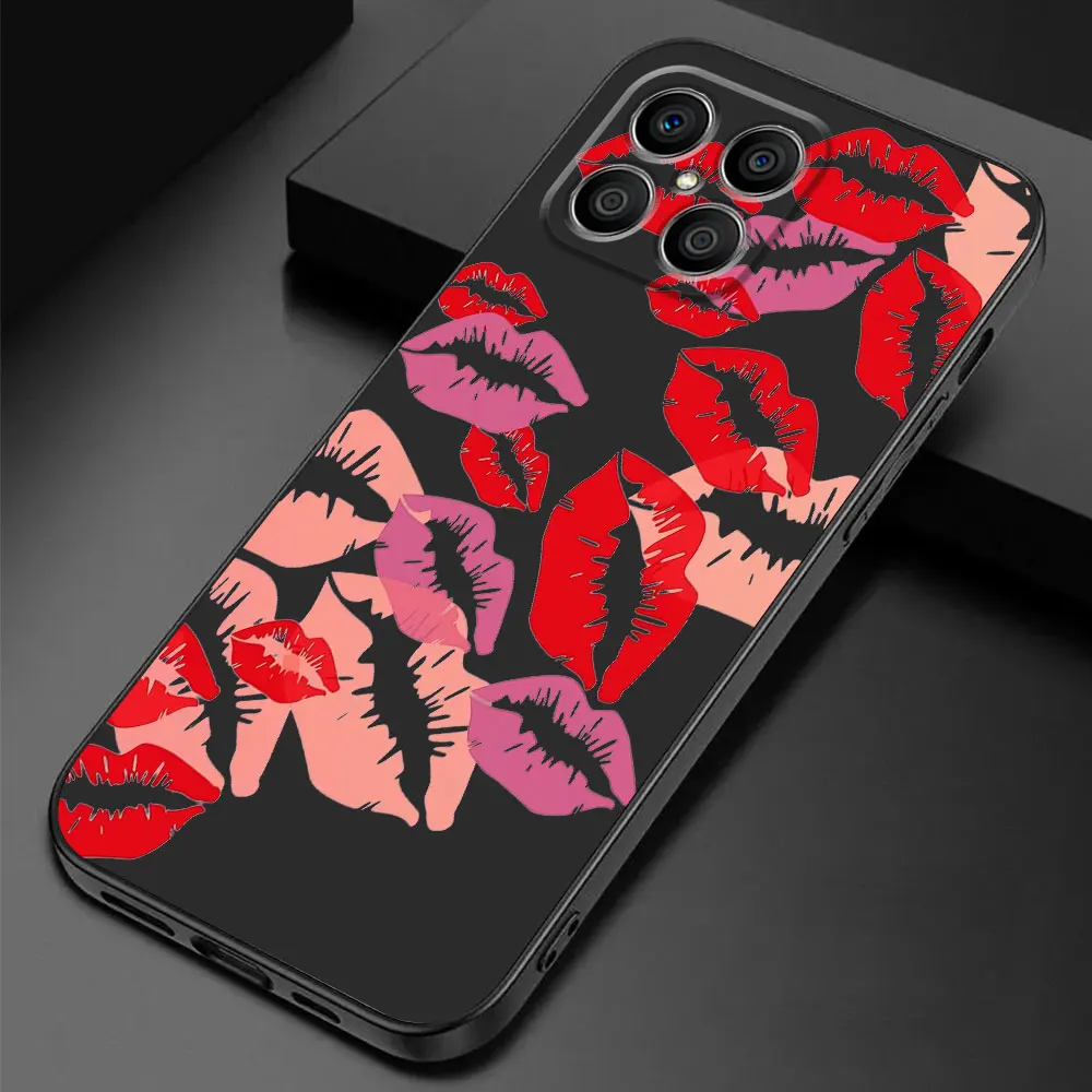 Sexy Red and Black Lips Kiss TPU Soft Phone Case - Elegant Armor  Cover