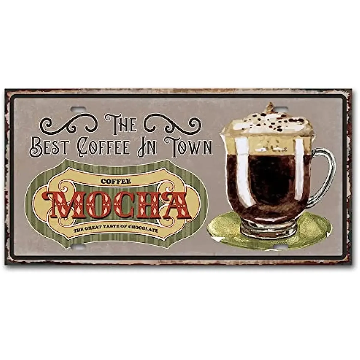 

Vintage Design The Best Coffee In Town Coffee Mochatin Metal Signs Wall Decor posters Art Tin Sign Car License 6 x 12 Inch