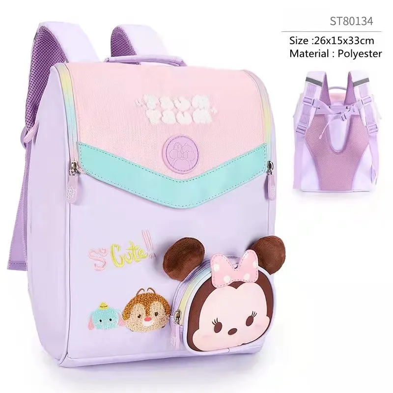 2022 Disney Mickey School Bags For Girl Tsum Tsum Primary Student Shoulder Orthopedic Backpack Large Capacity Grade 1-3 Mochilas