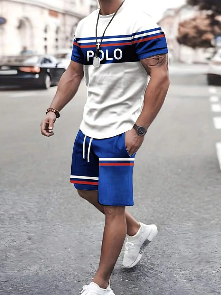 Men's T-shirt Shorts Set Summer Casual Outdoor Sports 3D Printing
