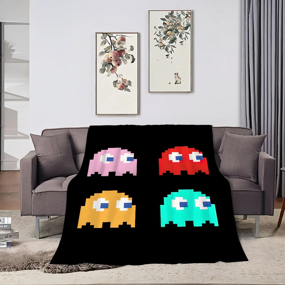 Game Cute Bean Blanket Plush Nap Sofa P-Pac-M-Man rug for Living Room Warm Office Bedroom Birthday Home Travel Kid Gifts 4