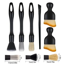 Automotive Interior Detailing and Cleaning Brush Kit with Microfiber Sweeping Brush (9Pcs Brushes Set)