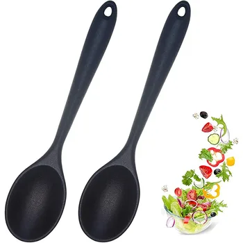 2 pezzi cucchiaio in silicone miscelazione cucchiai da zuppa mestolo da cucina utensili da cucina utensili da cucina strumento per mescolare e servire 1