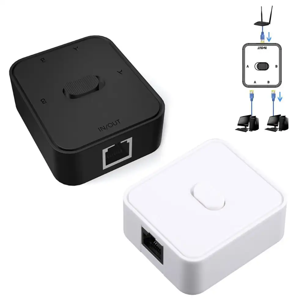2 Port 1000Mbps Gigabit Network Switch RJ45 Splitter Ethernet Adapter Splitter Cable Extender Selector for PC Laptop TV Router network switch network splitter usb ethernet adapter